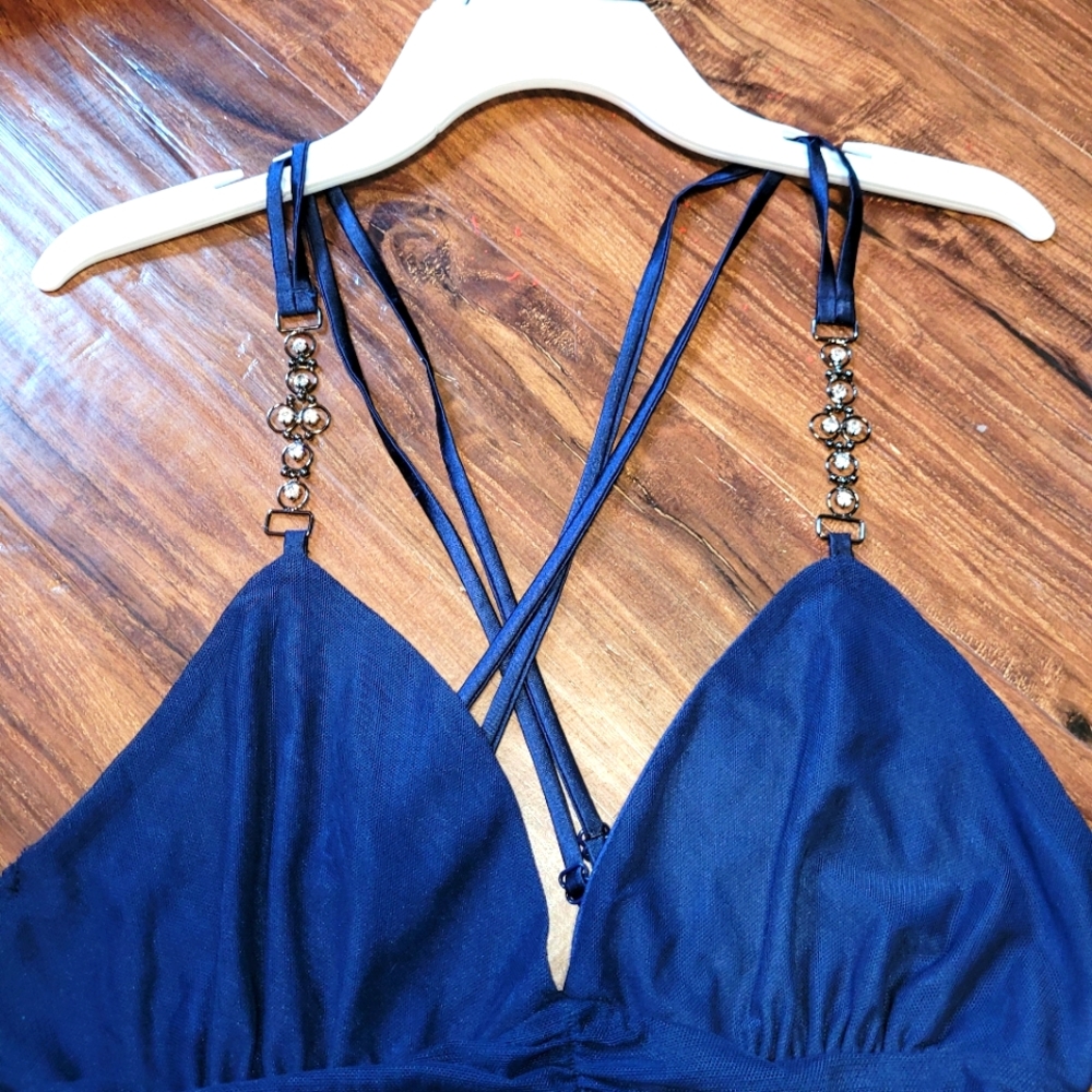 Women's navy blue halter dress Large
